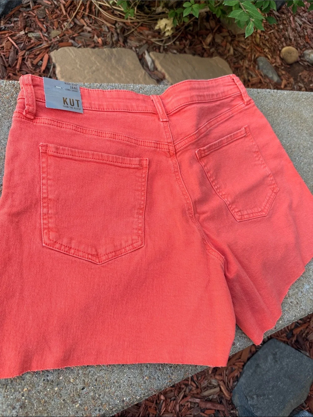 Kut from the Kloth Ladies 8 Tangerine High-Rise Denim ‘Long’ Shorts